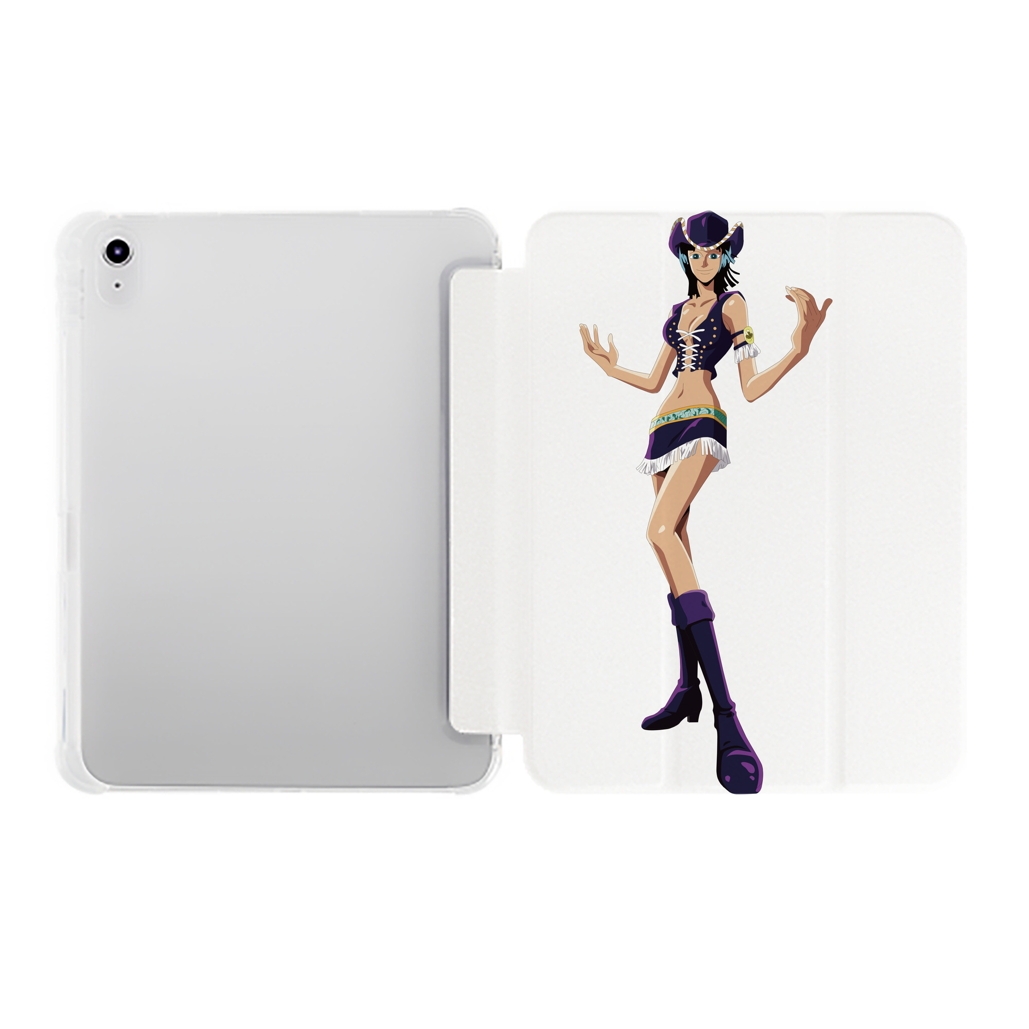 （画像用） ワンピース ニコ・ロビン ONE PIECE Nico Robin IPad ケース ペン収納付き 三つ折りスタンド PUレザー×シリコン 対応機種9.5/10.5/10.9インチ